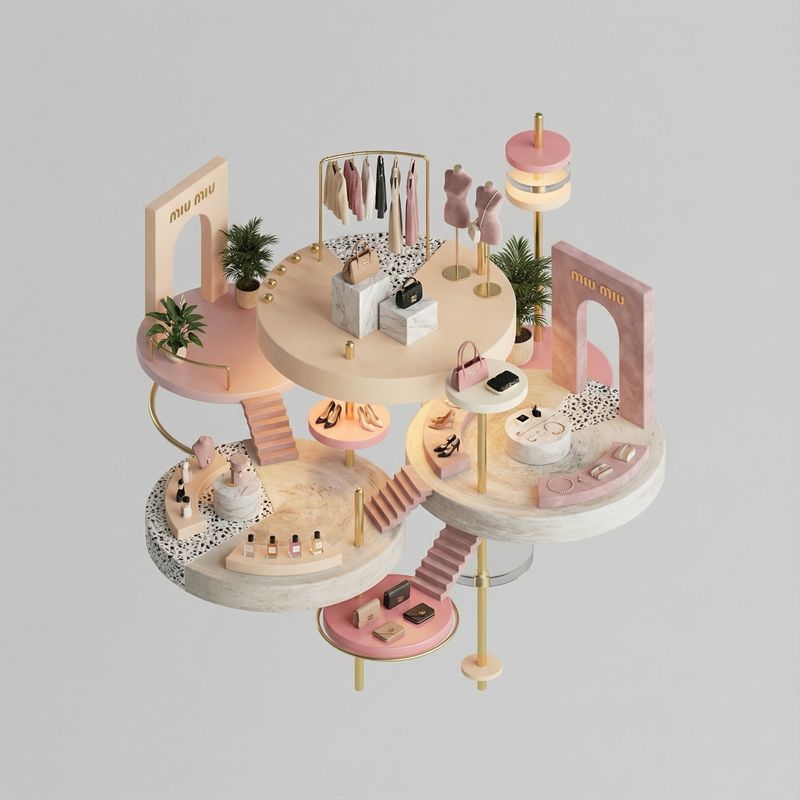 Uno spazio concept store di una boutique rosa